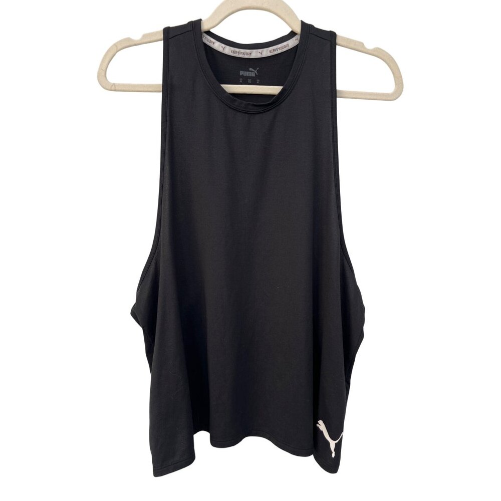 Puma Sleeveless Athletic Top Size XL Racerback Black White Athleisure Workout